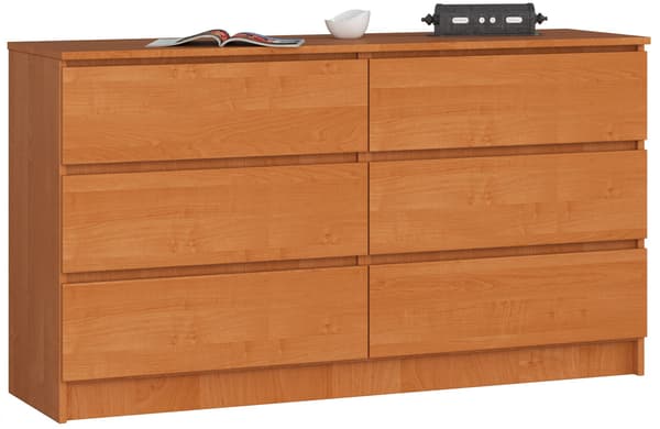 Akord Kommode 6 skuffer Elme 138x40x77