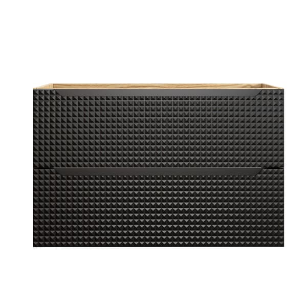 Vaskeskab 90 Cm Med 2 Skuffer - Mat Sort, Olieret Eg