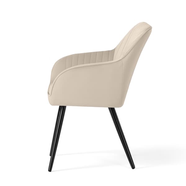 Akord Polstrede Spisebordsstole I Velour, 6-Pak, Beige, Sorte Ben