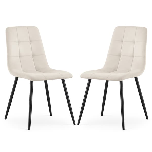 Akord Nero Quiltede Spisebordsstole I Velour, 2-Pak, Beige, Sorte Ben