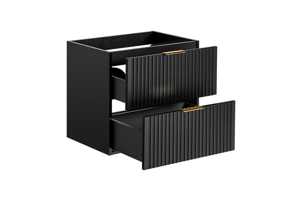 Vaskeskab 60 Cm Med 2 Skuffer - Adel Sort, Mat Sort