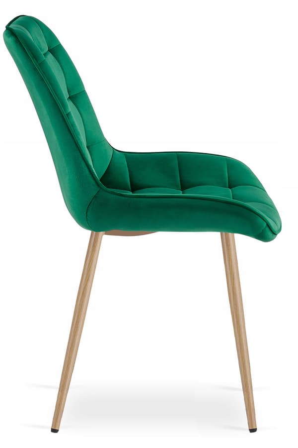 Leobert - Stol - Bera - Sammet Grön/Ekben - 54X60X88 Cm - Set Med 3
