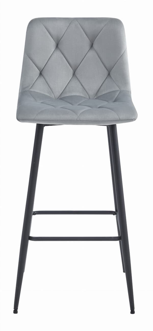 Barhocker Nado Aus Samt, Silbergrau, Mit Schwarzen Beinen (4Er - Set)
