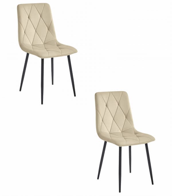 Leobert - Stol - Libra - Sammet Ljusbeige/Svarta Ben - Set Med 2