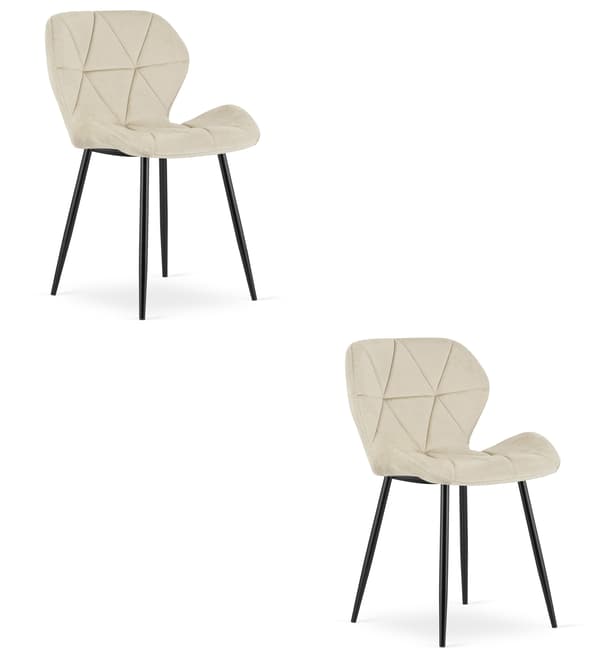 Leobert - Stol - Mango - Sammet Ljusbeige/Svarta Ben - Set Med 2