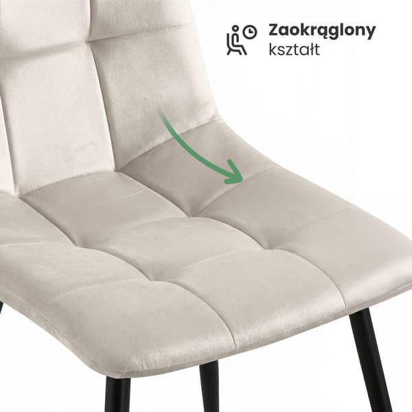 Akord Nero Quiltede Spisebordsstole I Velour, 2-Pak, Beige, Sorte Ben