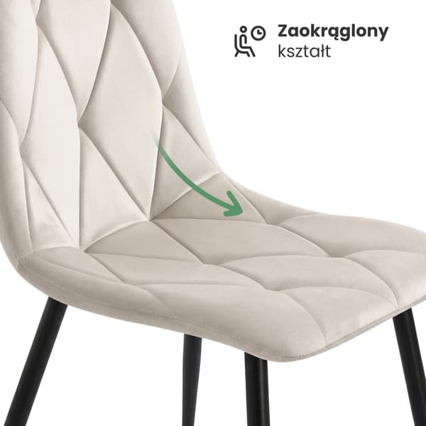 Akord Milo Quiltet Spisebordsstol I Velour, Beige, Sorte Ben