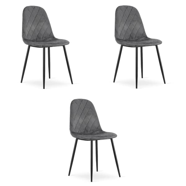 Oskar Asti Stol I Mörkgrå Sammet (3-Pack)
