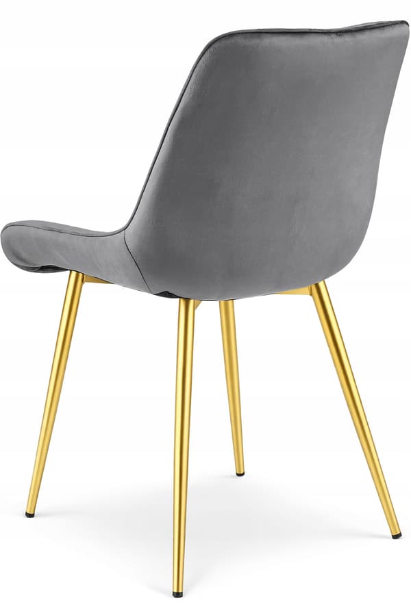 Leobert - Stol - Bera - Sammet Mörkgrå/Guldfärgade Ben - 54X60X88 Cm - Set Med 4