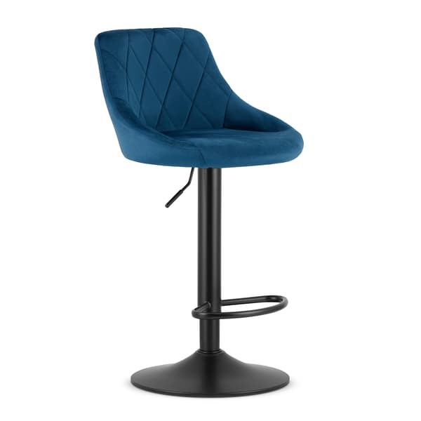 Barstol Kast, Marinblå Sammet, Svart Bas (2-Pack)