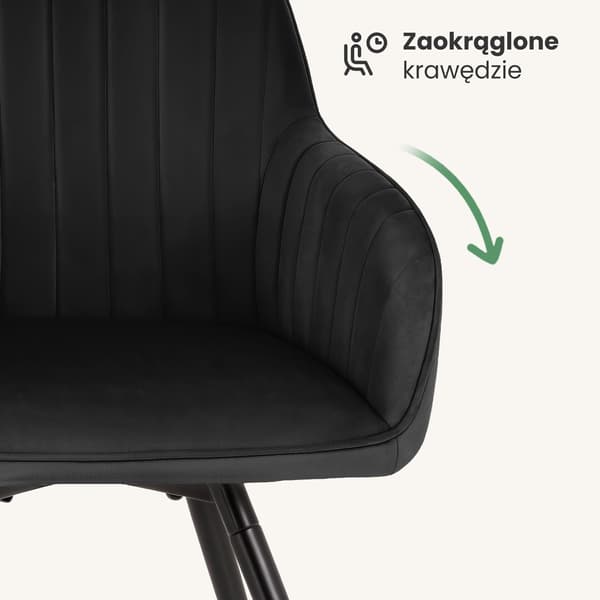 Akord Polstrede Spisebordsstole I Velour, 4-Pak, Sort, Sorte Ben