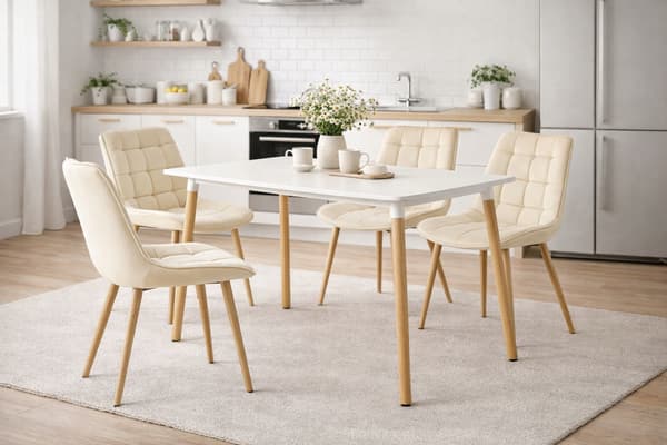 Leobert - Stol - Bera - Fløjl Lys Beige/Egeben - 54X60X88 Cm