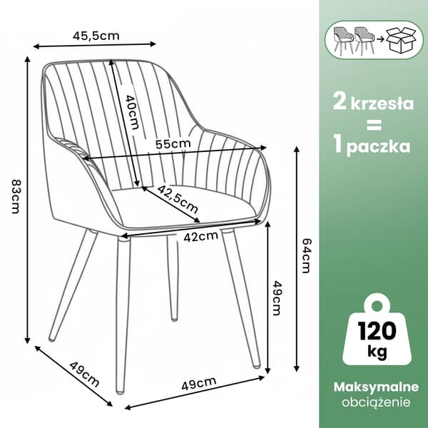 Akord Polstrede Spisebordsstole I Velour, 2-Pak, Sort, Sorte Ben