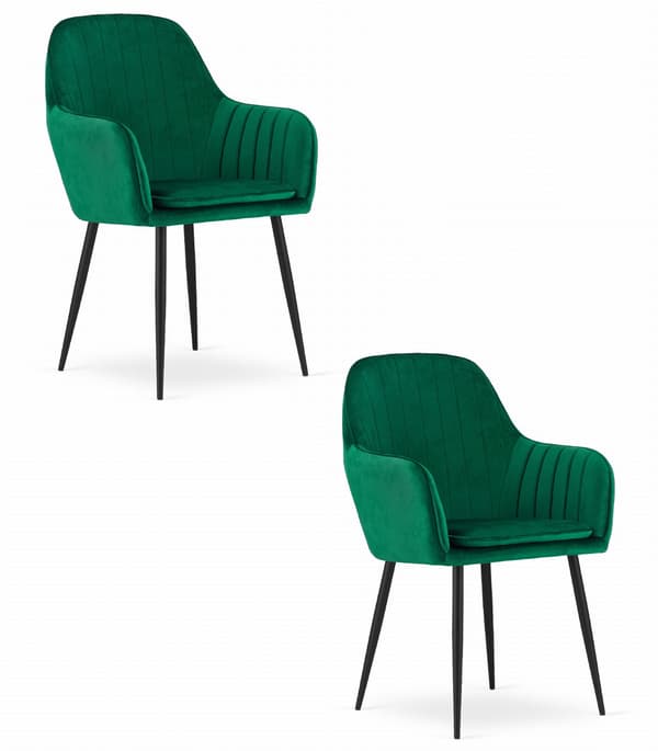 Lugo Stol 2-Pack, Grön Sammet, Svarta Ben 2 St