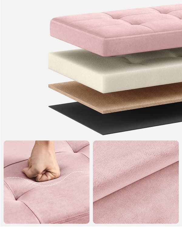 Förvaringspuff Lsf277R01, Rektangulär, Pastellrosa