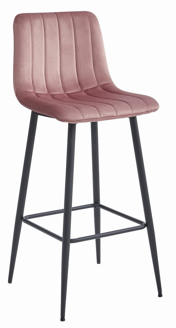 Leobert - Barstol - Pozza - Fløjl Mørk Rosa/Sorte Ben