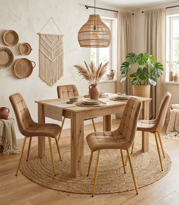 Tuoli - Leobert - Split - Sametti Ruskea/Kullanväriset Jalat - Setti 2 Kpl