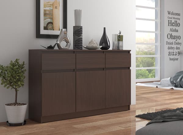 Akord Kommode 3 døre 3 skuffer Wenge 138x40x99