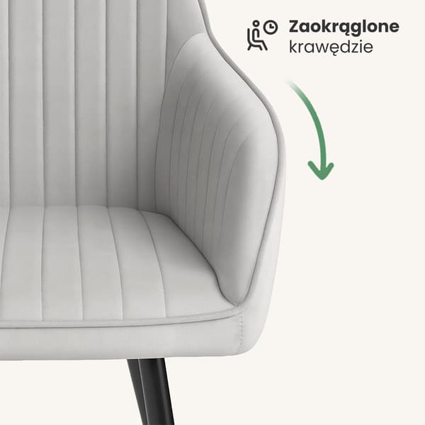 Akord Polstrede Spisebordsstole I Velour, 2-Pak, Grå, Sorte Ben