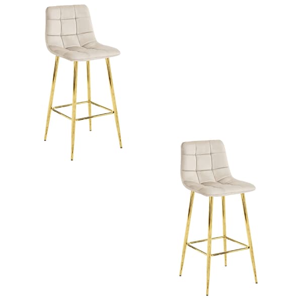 Barstol Arceto I Beige Sammet Med Guldben (2 St)