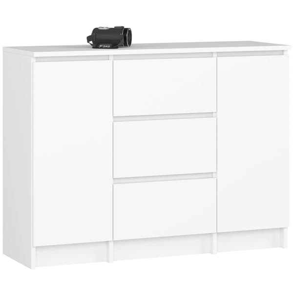 Akord Kommode 2 Døre 3 Skuffer Hvid 101X35X76