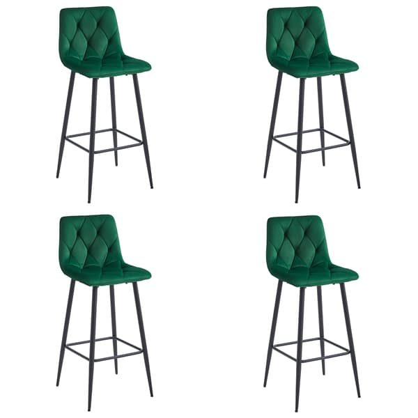 Barstol Nado, Mörkgrön Sammet, Svarta Ben (4-Pack)
