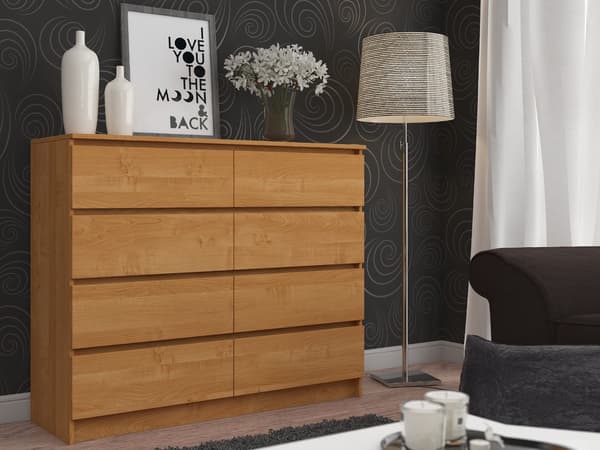 Akord Kommode 8 skuffer Bøg 138x40x99