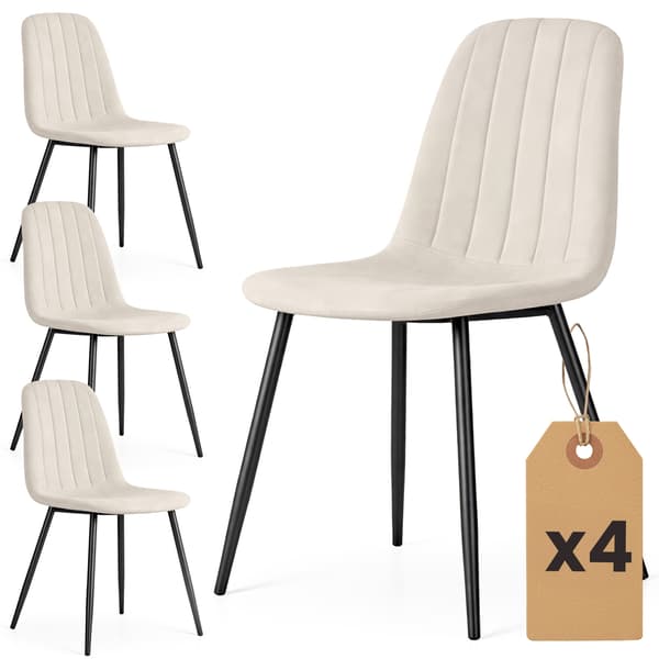 Akord Lumo Quiltede Spisebordsstole I Velour, 4-Pak, Beige, Sorte Ben