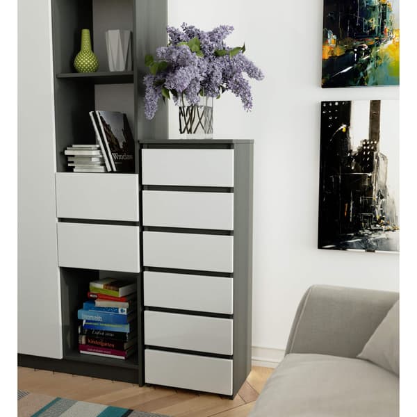 Akord Høj kommode Grå Grafit/Hvid 40x35x109