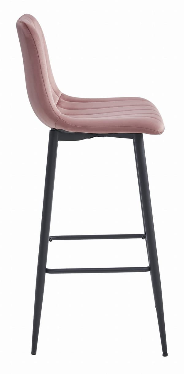 Hocker Pozza I Mörkrosa Sammet, Svarta Ben, 4-Pack