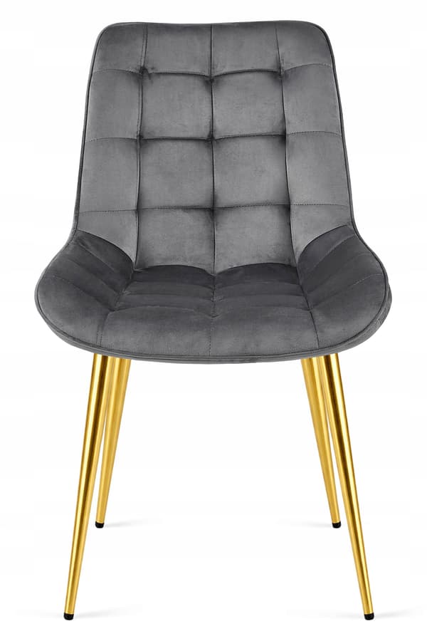 Leobert - Stol - Bera - Sammet Mörkgrå/Guldfärgade Ben - 54X60X88 Cm - Set Med 4