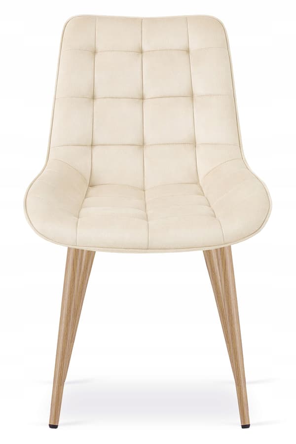Leobert - Stol - Bera - Fløjl Lys Beige/Egeben - 54X60X88 Cm