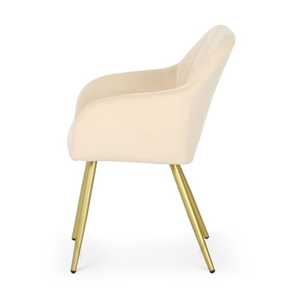 Akord 6-Pack Matstolar Luxano Med Sömmar Beige/Guld Med Guldfärgade Ben