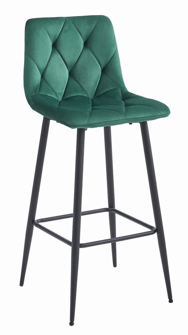 Barstol Nado, Mörkgrön Sammet, Svarta Ben (4-Pack)