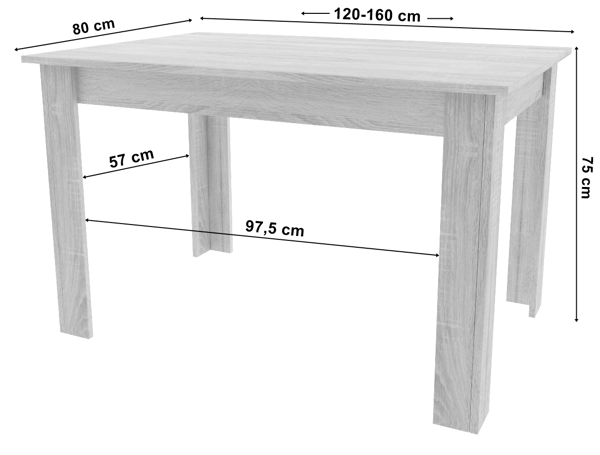 Leobert - Bord - Craft-Eg Sorte Ben - 160X80 Cm