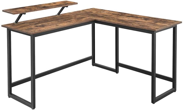 Leobert - Skrivebord - Rustik Brun/Sort - 130X140X76 Cm