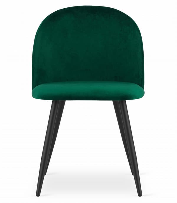 Bello-Tuoli, Vihreä Sametti, Mustat Jalat (4 Kpl)