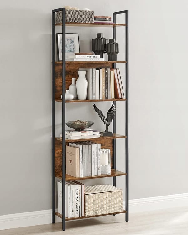 Leobert - Reol - Rustik Brun/Sort - 60X24X186 Cm