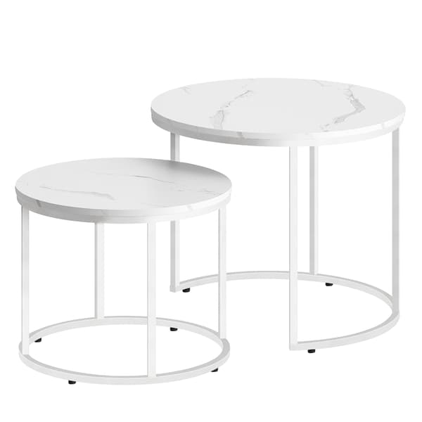 Leobert - Soffbord - Marmer/Vite Ben - 53X45 Cm - Set Med 2