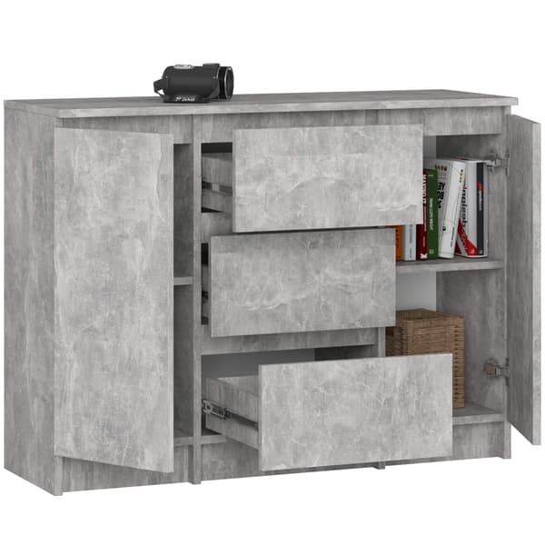 Akord Kommode 2 Døre 3 Skuffer Beton 101X35X76