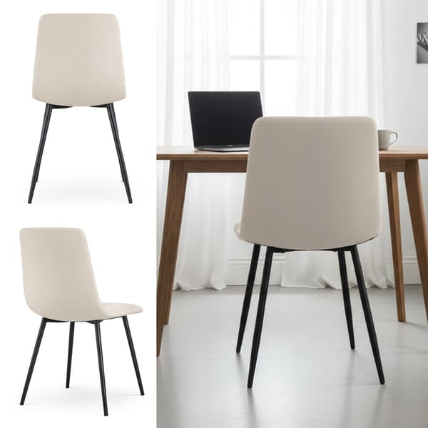 Akord Milo Quiltede Spisebordsstole I Velour, 4-Pak, Beige, Sorte Ben