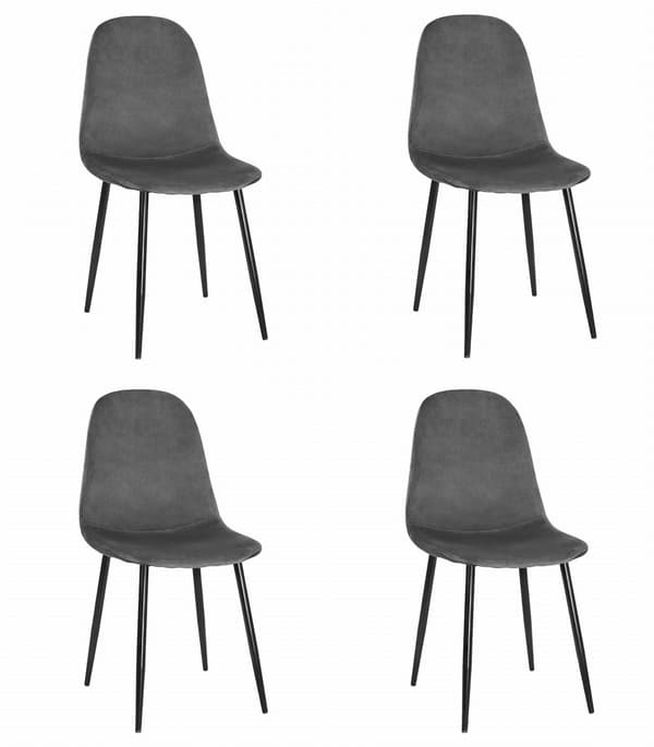Leobert - Stol - Como - Sammet Mörkgrå - 44,5X50,5X87,5 Cm - Set Med 4