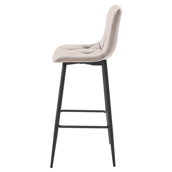 Barhocker Nado Aus Samt, Dunkelbeige, Schwarze Beine, 2Er - Set