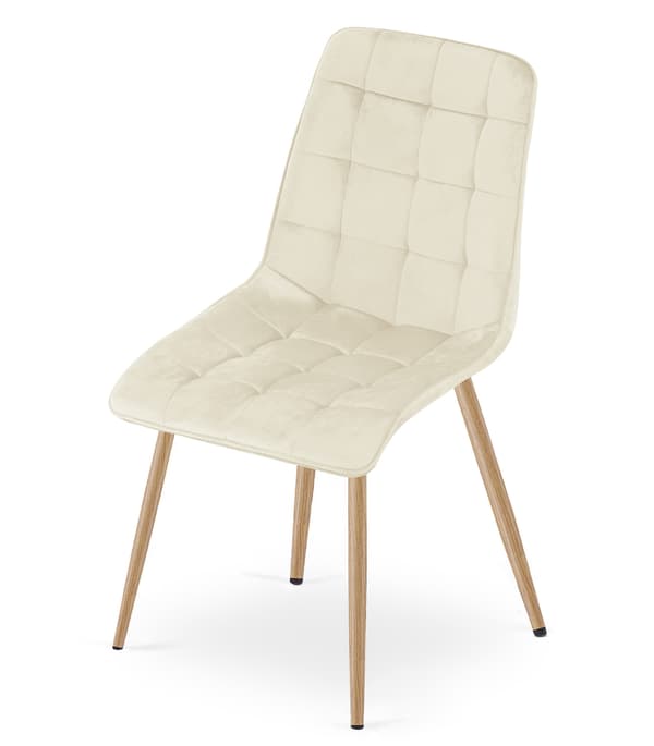 Tuoli - Leobert - Split - Sametti Vaalea Beige/Tammijalat - Setti 2 Kpl