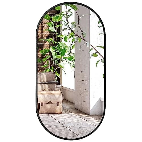 Leobert - Spejl - Oval Med Sort Ramme - 80X40 Cm