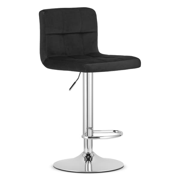 Prot Barstol, Svart Sammet, Kromad Bas 87, 5 Cm