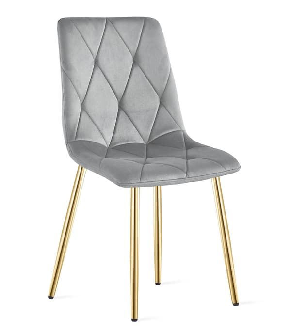 Leobert - Stol - Libra - Sammet Ljusgrå/Guldfärgade Ben - 45X54X86,5 Cm