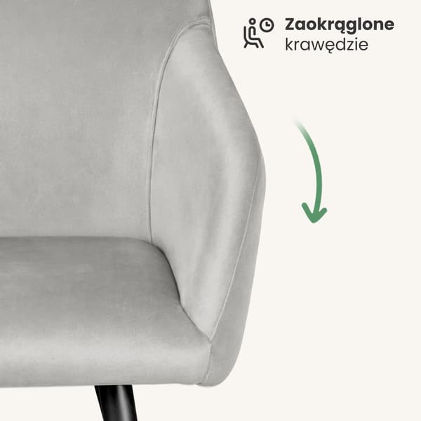 Akord Estelle Spisebordsstole I Glat Velour, 4-Pak, Grå, Sorte Ben