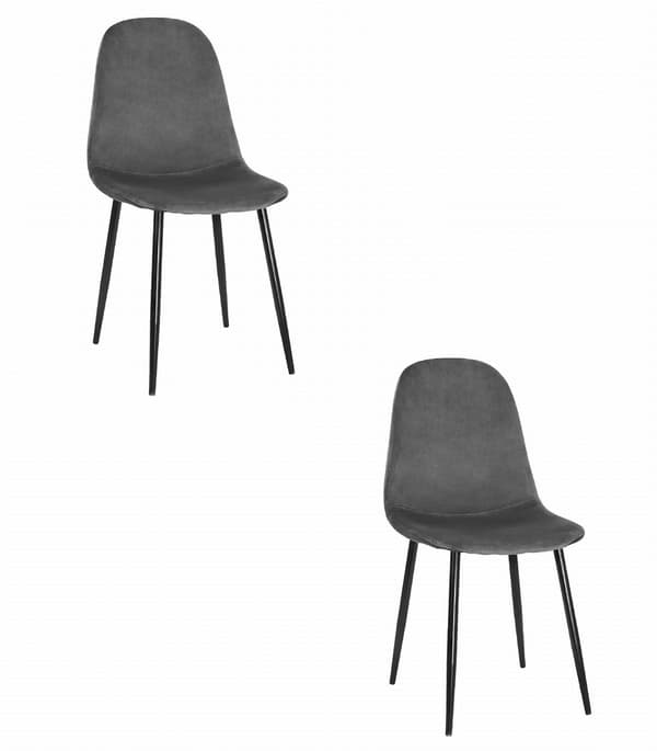 Leobert - Stol - Como - Sammet Mörkgrå - 44,5X50,5X87,5 Cm - Set Med 2