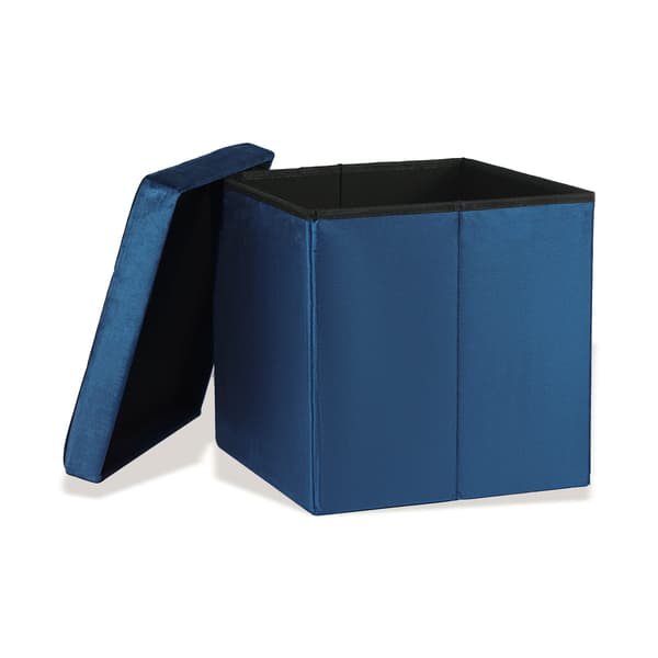 Leobert - Puff - L - Sammet Mörkblå - 37,5X37,5X38 Cm